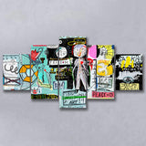 Graffiti Art Print Abstract 5 Piece Canvas Prints Wall Art Decor, Multi Panels, Mixed Canvas