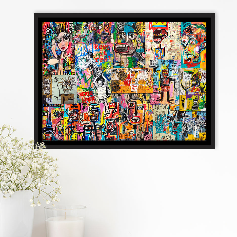 Graffiti Canvas Modern Graffiti Art Framed Canvas Prints Wall Art Decor, Framed Picture, Floating Frame