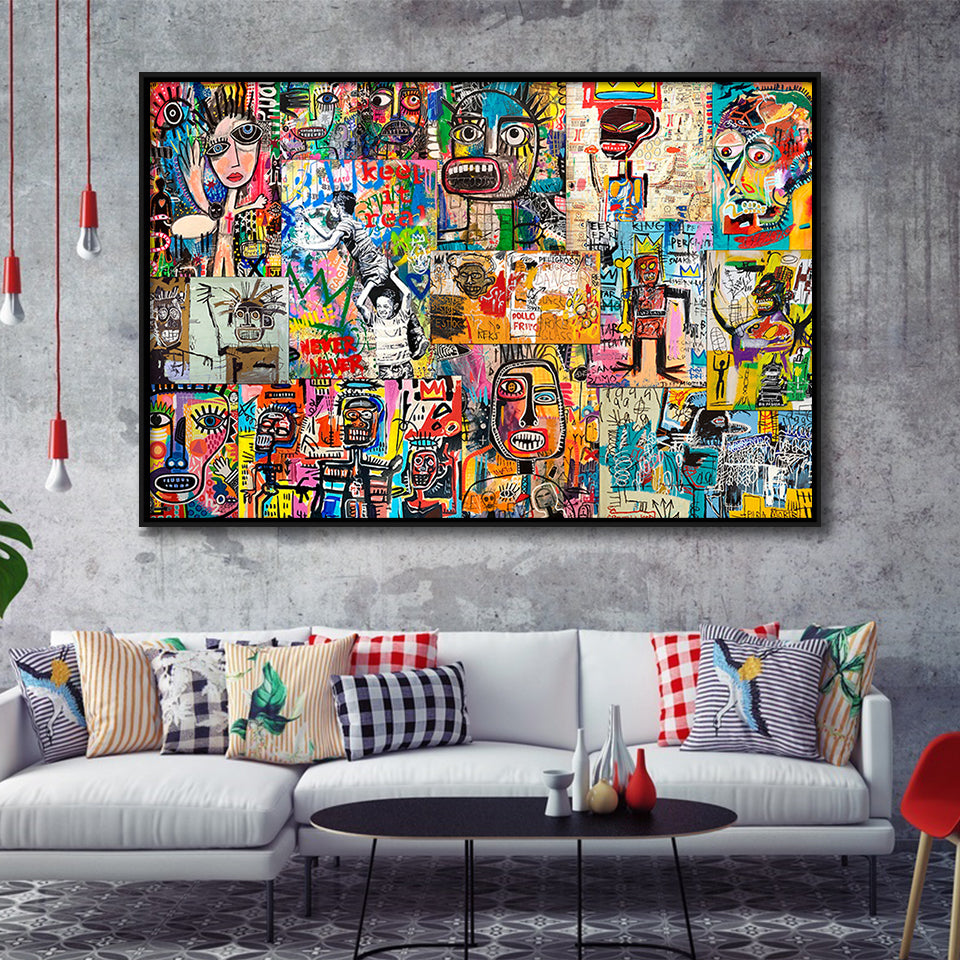 Graffiti Canvas Modern Graffiti Art Framed Canvas Prints Wall Art Decor, Framed Picture, Floating Frame