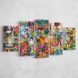 Graffiti Canvas Modern Graffiti Art 5 Piece Canvas Prints Wall Art Decor, Multi Panels, Mixed Canvas