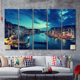 Grand Canal Venice Italy 5 Pieces Canvas Prints Wall Art - Painting Canvas, Multi Panels, Wall Decor