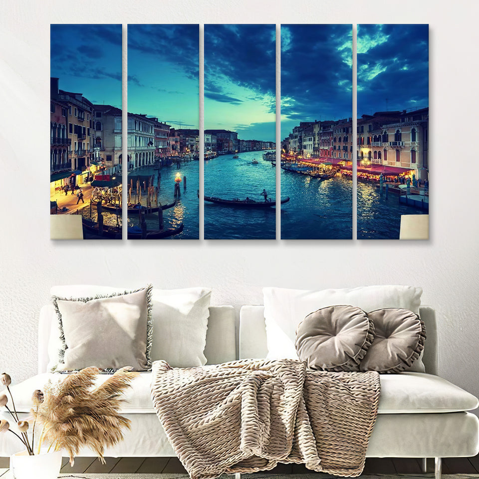 Grand Canal Venice Italy 5 Pieces Canvas Prints Wall Art - Painting Canvas, Multi Panels, Wall Decor