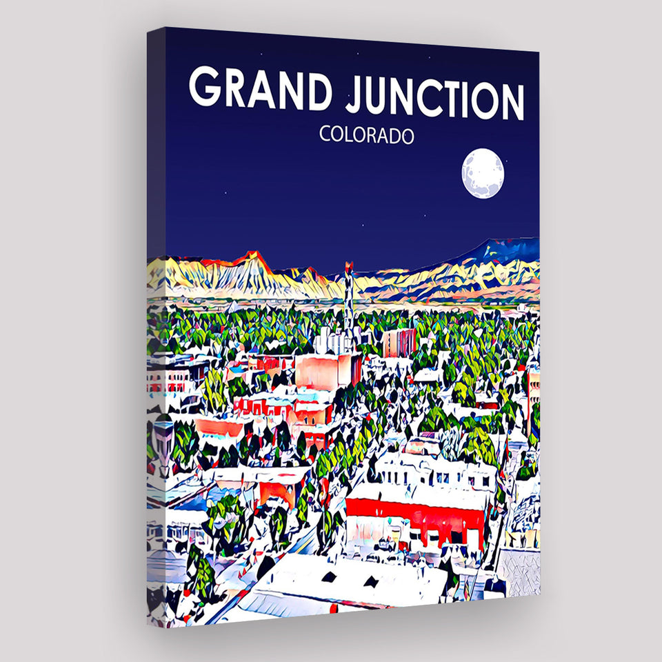 Grand Junction Colorado Art Night Landscape ,City Art Print, Large Canvas, Canvas Print Wall Art Home Decor