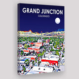 Grand Junction Colorado Art Night Landscape ,City Art Print, Large Canvas, Canvas Print Wall Art Home Decor