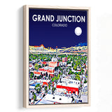Grand Junction Colorado Art Night Landscape, Large Canvas, Framed Canvas Print Wall Art Home Decor, Floating Frame