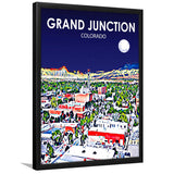 Grand Junction Colorado Art Night Landscape, City Art Print, Framed Art Print Wall Art Home Decor, Framed Picture