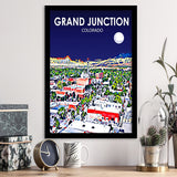 Grand Junction Colorado Art Night Landscape, City Art Print, Framed Art Print Wall Art Home Decor, Framed Picture