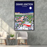 Grand Junction Colorado Art Night Landscape, Large Canvas, Framed Canvas Print Wall Art Home Decor, Floating Frame