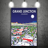 Grand Junction Colorado Art Night Landscape ,City Art Print, Large Canvas, Canvas Print Wall Art Home Decor