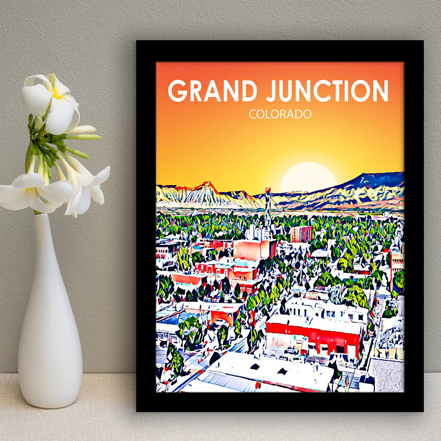 Grand Junction Colorado Art Sunset Landscape, City Art Print, Framed Art Print Wall Art Home Decor, Framed Picture