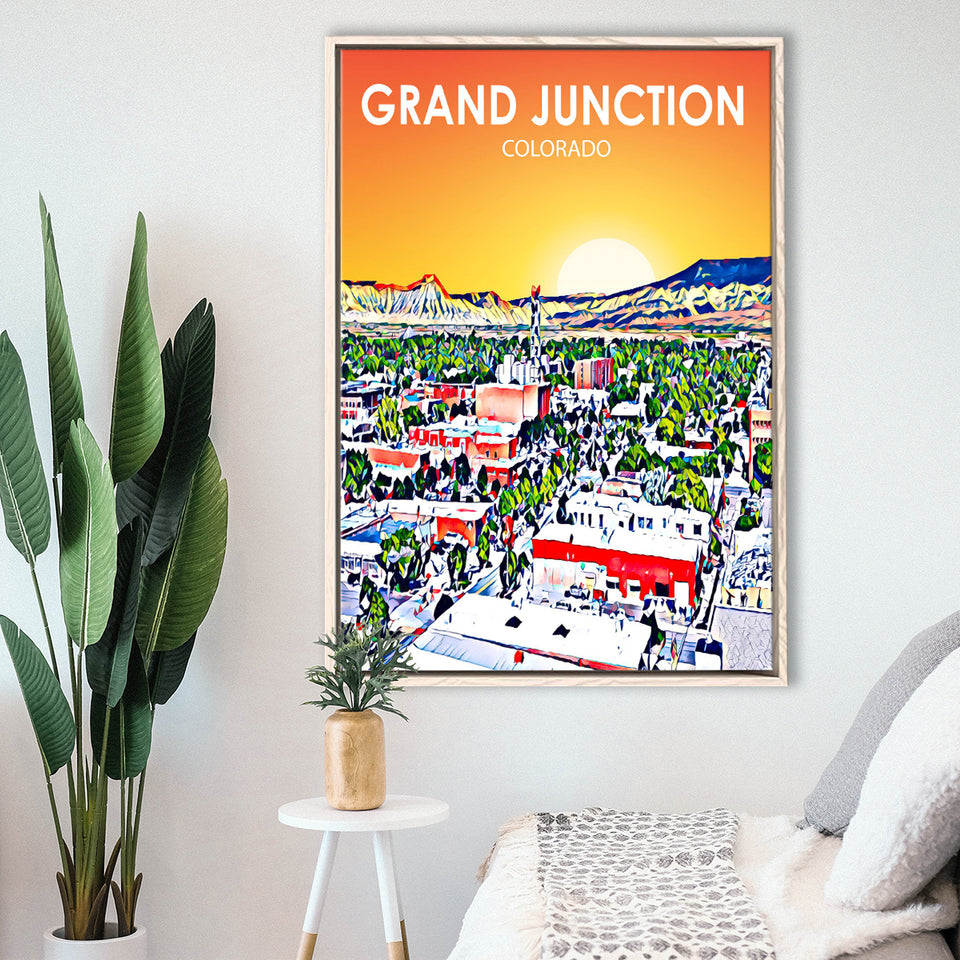 Grand Junction Colorado Art Sunset Landscape, Large Canvas, Framed Canvas Print Wall Art Home Decor, Floating Frame