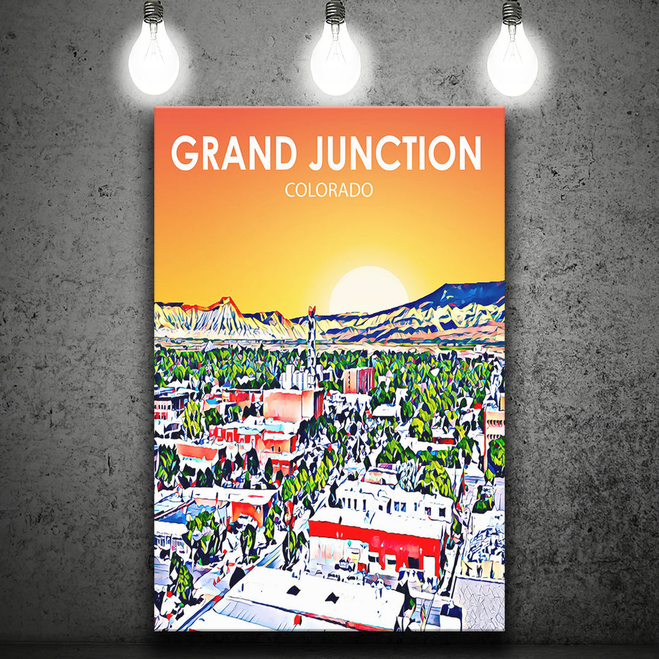 Grand Junction Colorado Art Sunset Landscape ,City Art Print, Large Canvas, Canvas Print Wall Art Home Decor