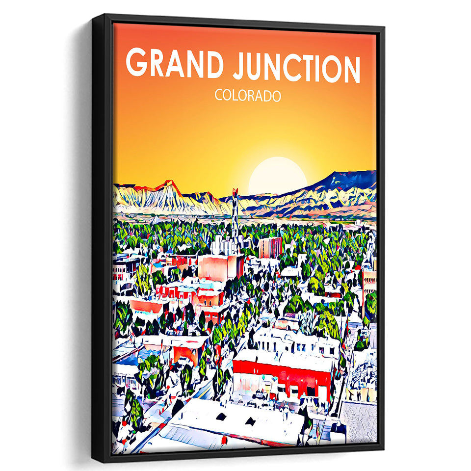 Grand Junction Colorado Art Sunset Landscape, Large Canvas, Framed Canvas Print Wall Art Home Decor, Floating Frame