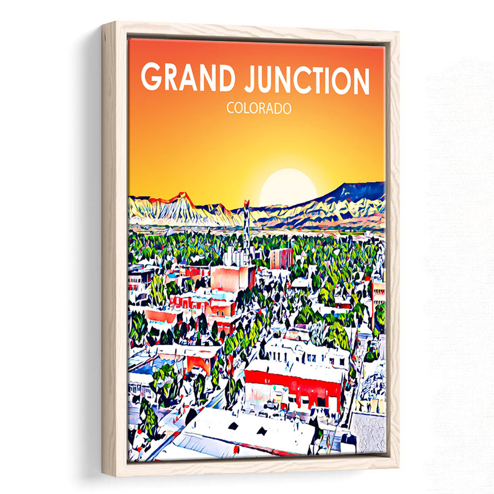 Grand Junction Colorado Art Sunset Landscape, Large Canvas, Framed Canvas Print Wall Art Home Decor, Floating Frame