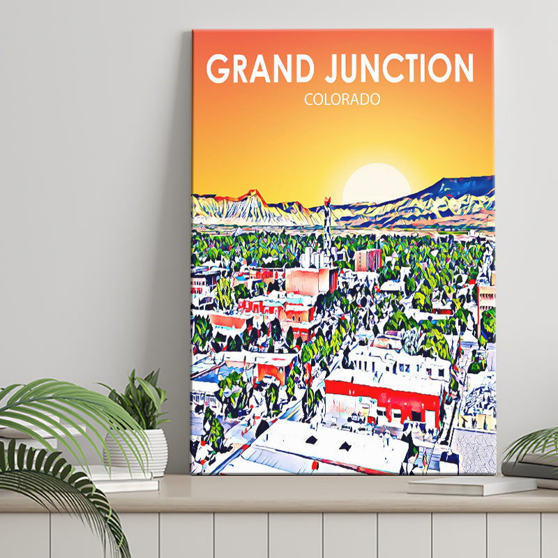 Grand Junction Colorado Art Sunset Landscape ,City Art Print, Large Canvas, Canvas Print Wall Art Home Decor