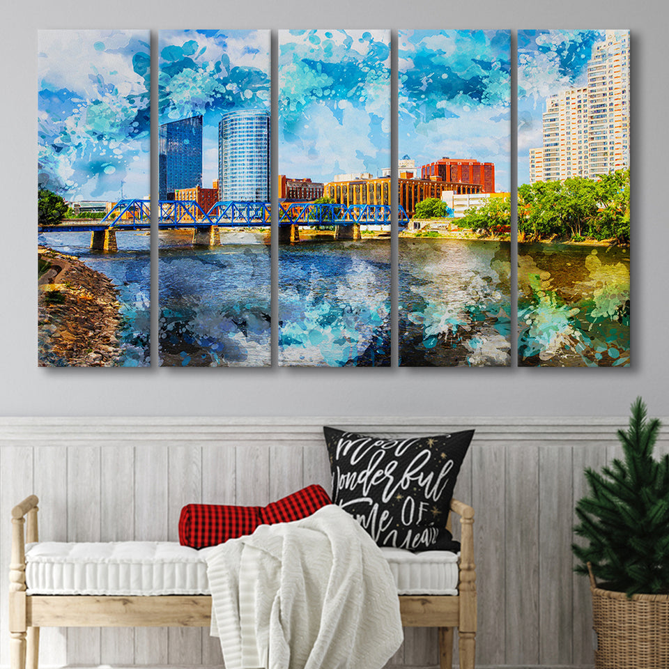 Grand Rapids 5 Piece B Canvas Prints Wall Art Decor, Multi Panels,Large Canvas, Home Decor