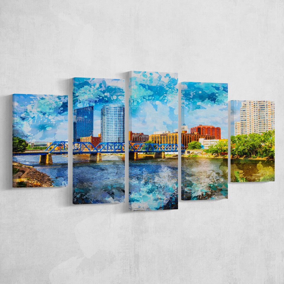 Grand Rapids 5 Pieces Canvas Prints Wall Art Decor - Painting Canvas, Mixed Canvas, Multi Panels