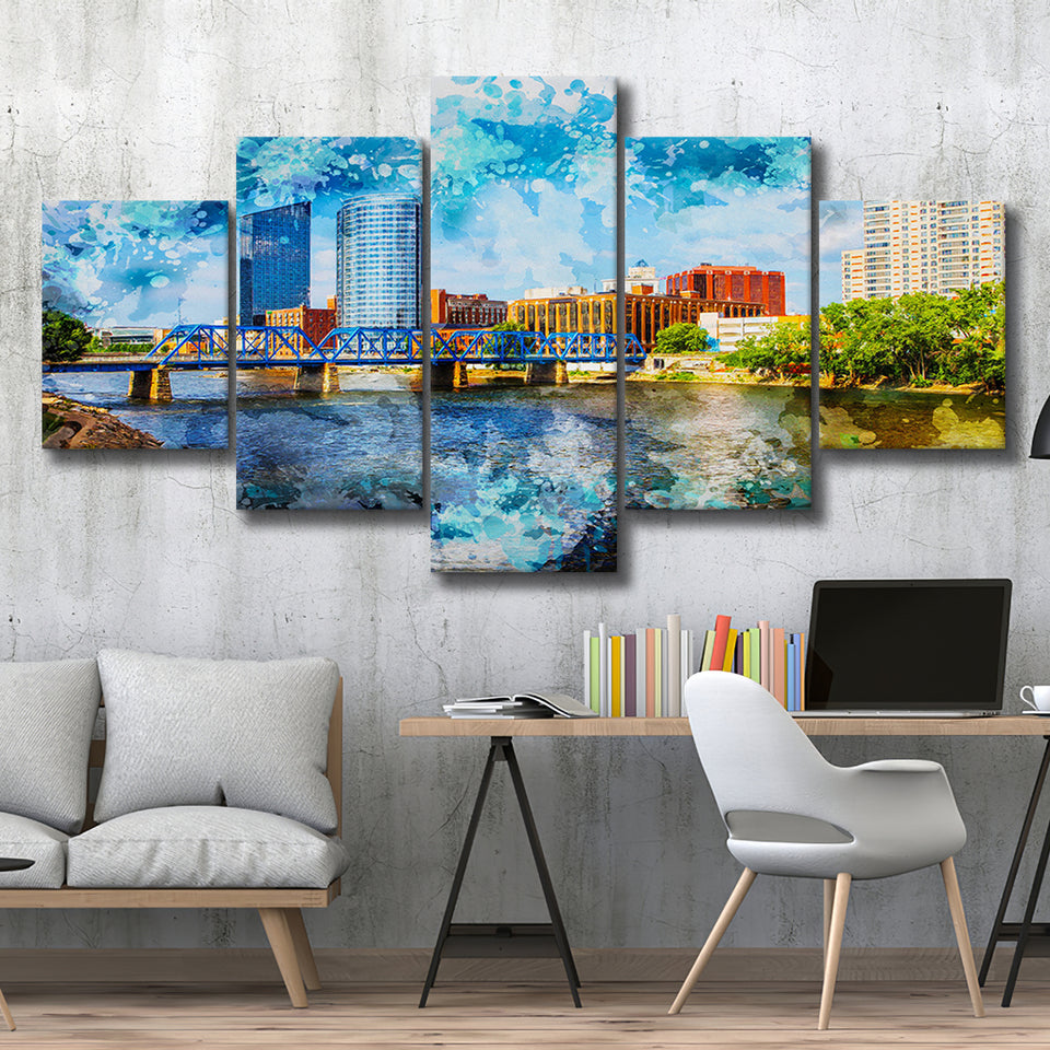 Grand Rapids 5 Pieces Canvas Prints Wall Art Decor - Painting Canvas, Mixed Canvas, Multi Panels