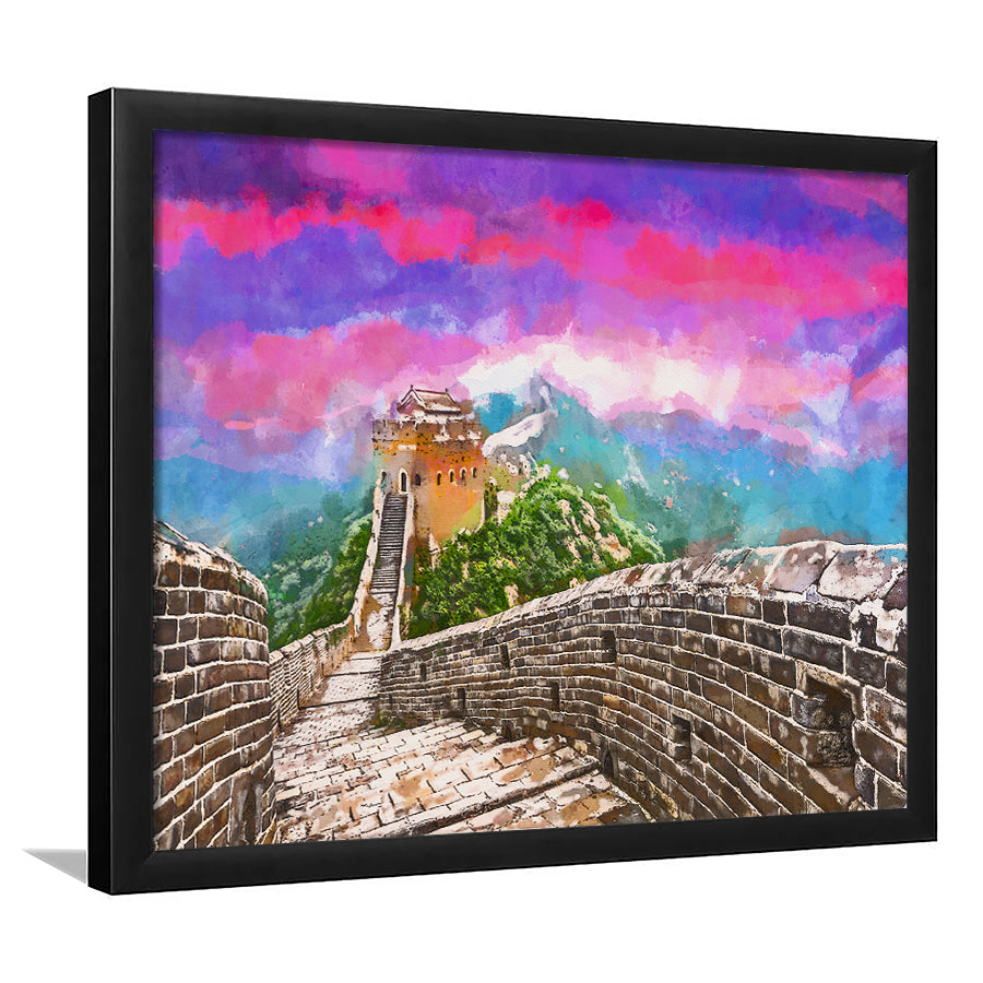 Great Wall China Jinshanling Section City Art Watercolor Framed Art Prints Wall Art Decor,Framed Picture