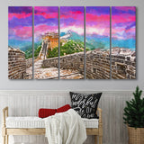 Great Wall China Jinshanling Section 5 Pieces Extra Large Canvas Prints Wall Art Home Decor
