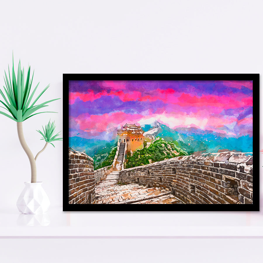 Great Wall China Jinshanling Section City Art Watercolor Framed Art Prints Wall Art Decor,Framed Picture