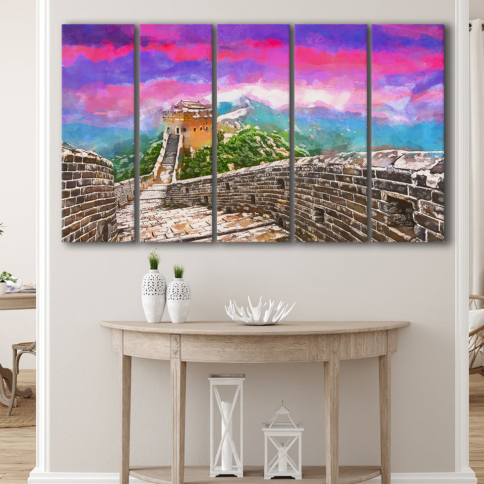 Great Wall China Jinshanling Section 5 Pieces Extra Large Canvas Prints Wall Art Home Decor