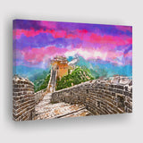 Great Wall China Jinshanling Section City Art Watercolor Canvas Prints Wall Art Home Decor, Large Canvas