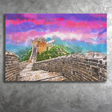Great Wall China Jinshanling Section City Art Watercolor Canvas Prints Wall Art Home Decor, Large Canvas