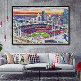 Great American Ball Park Cincinnati Watercolor, Sport Art Prints Fan Gift, Framed Canvas Prints Wall Art Decor