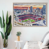 Great American Ball Park Cincinnati Watercolor, Sport Art Prints Fan Gift, Framed Canvas Prints Wall Art Decor