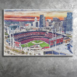 Great American Ball Park Cincinnati Watercolor, Sport Art Prints Fan Gift, Canvas Prints Wall Art Decor