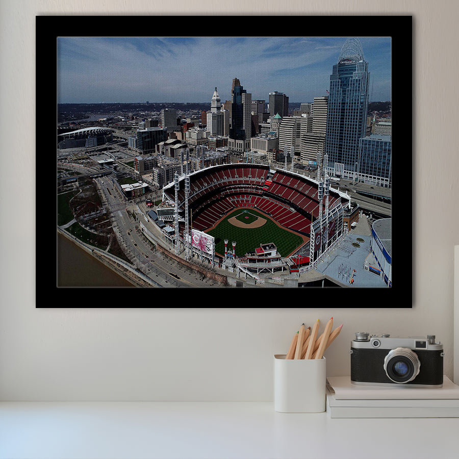 Great American Ball Park, Stadium Canvas, Sport Art, Gift for him, Framed Art Prints Wall Art Decor, Framed Picture