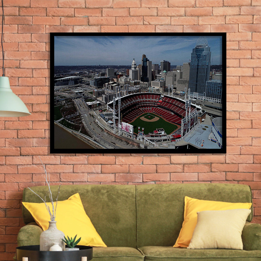 Great American Ball Park, Stadium Canvas, Sport Art, Gift for him, Framed Art Prints Wall Art Decor, Framed Picture