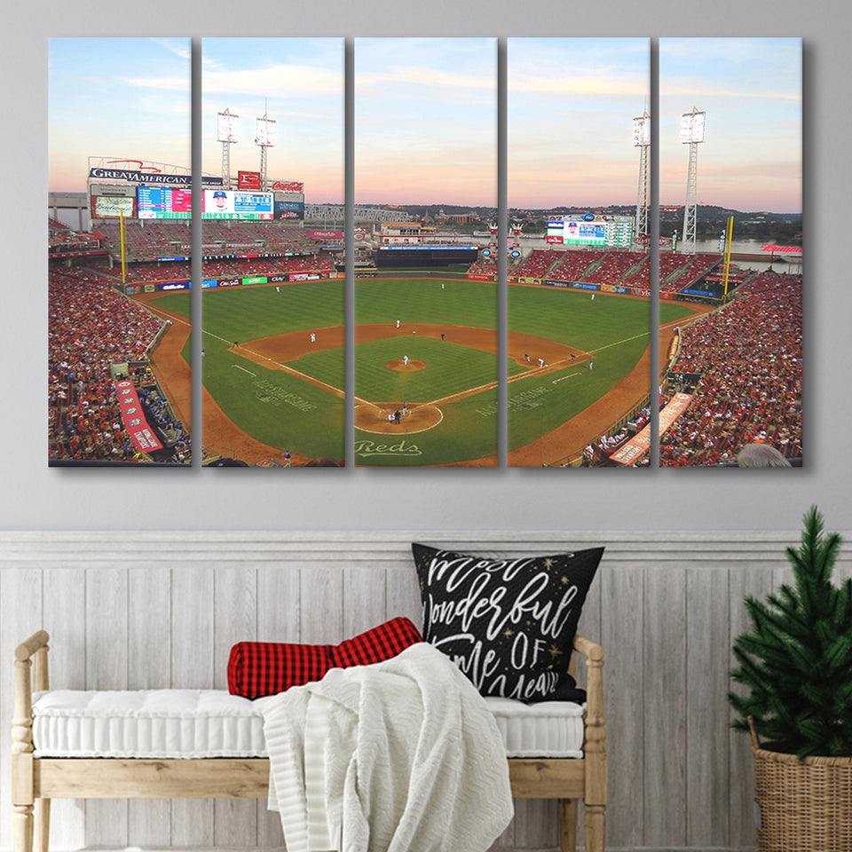 Great American Ball Park in Ohio, Stadium Canvas, Sport Art, Gift for him, Multi Panels B, Canvas Prints Wall Art Decor