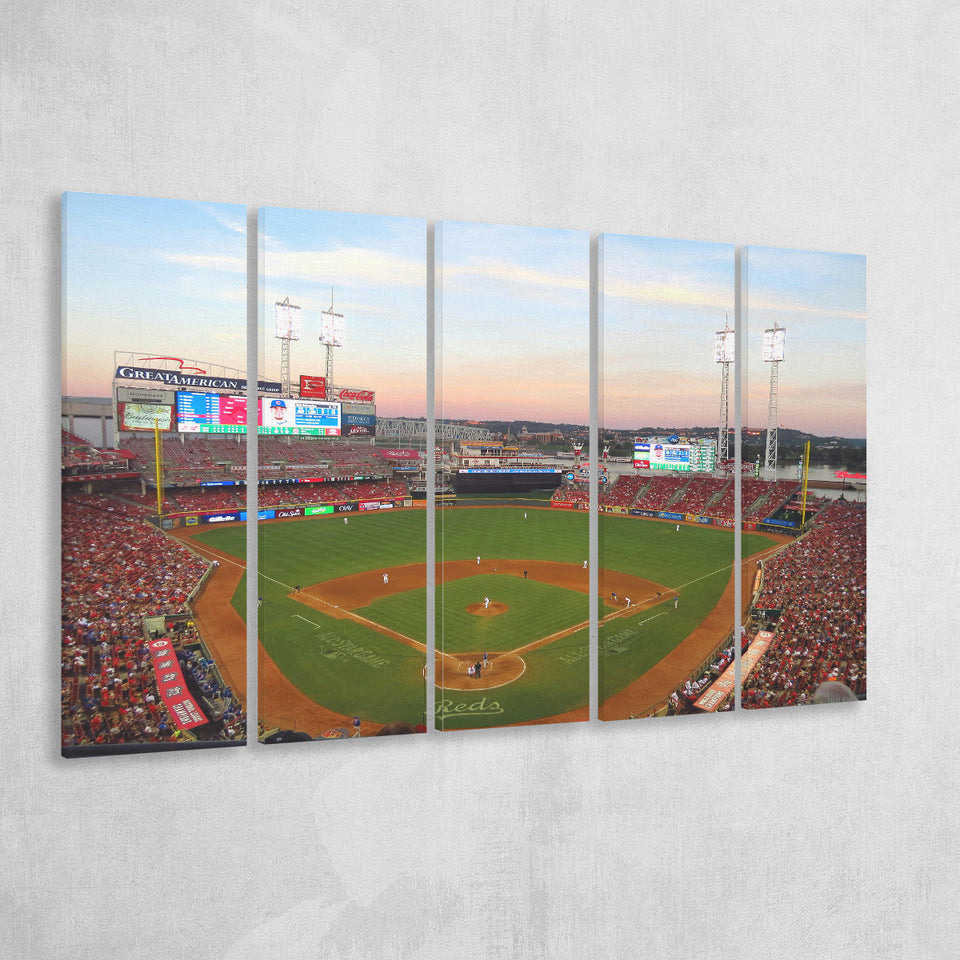 Great American Ball Park in Ohio, Stadium Canvas, Sport Art, Gift for him, Multi Panels B, Canvas Prints Wall Art Decor