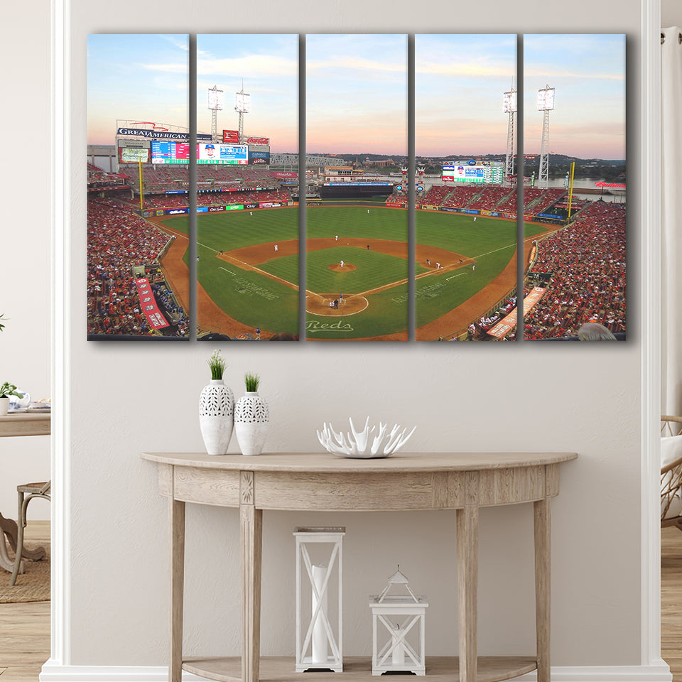 Great American Ball Park in Ohio, Stadium Canvas, Sport Art, Gift for him, Multi Panels B, Canvas Prints Wall Art Decor