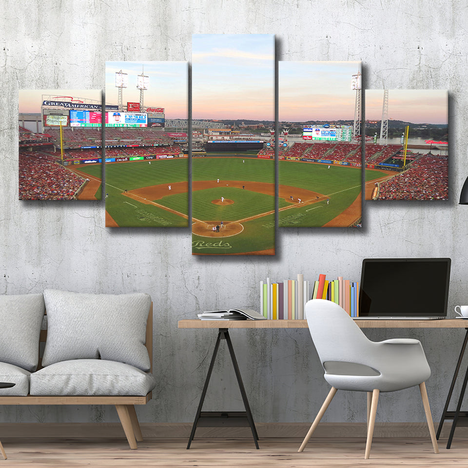 Great American Ball Park in Ohio, Stadium Canvas, Sport Art, Large Canvas, Multi Panels, Canvas Prints Wall Art Decor