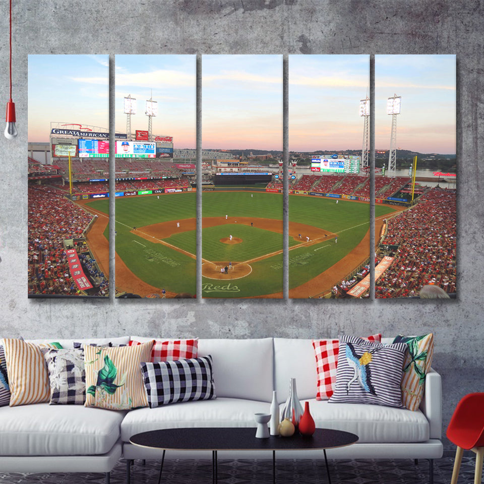 Great American Ball Park In Ohio 5 Pieces B Canvas Prints Wall Art - Painting Canvas, Multi Panel, Wall Decor, Canvas Art