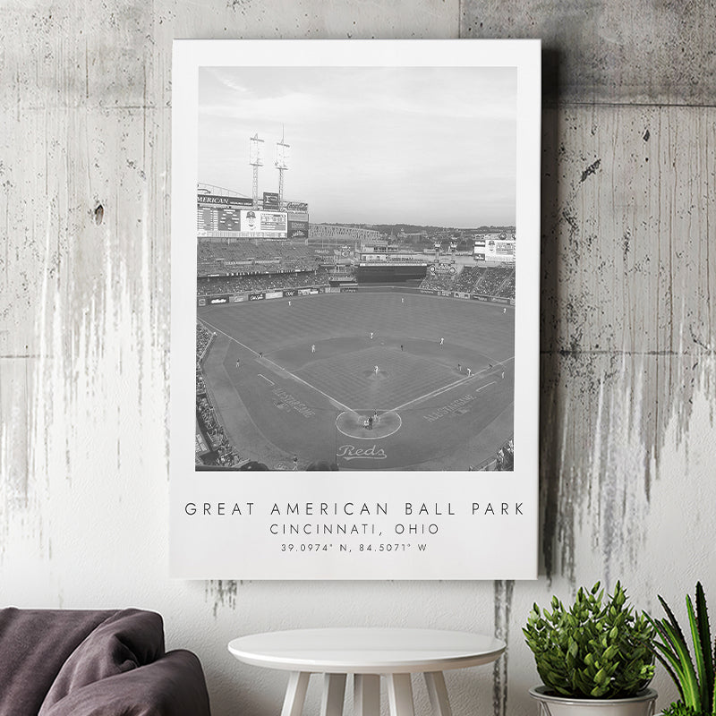 Great American Ballpark Cincinnati Reds Baseball Lovers Black And White Art Canvas Prints Wall Art Home Decor