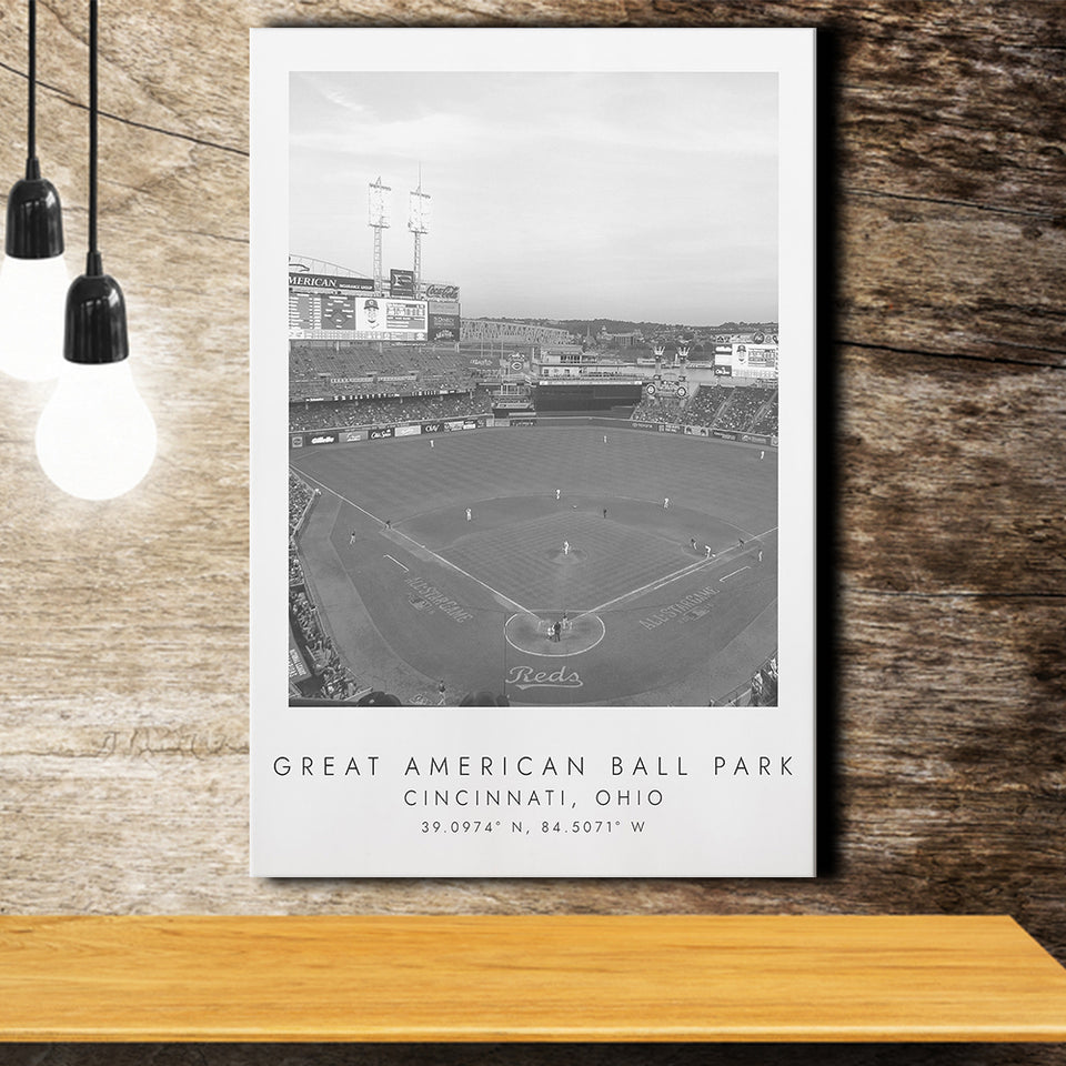 Great American Ballpark Cincinnati Reds Baseball Lovers Black And White Art Canvas Prints Wall Art Home Decor