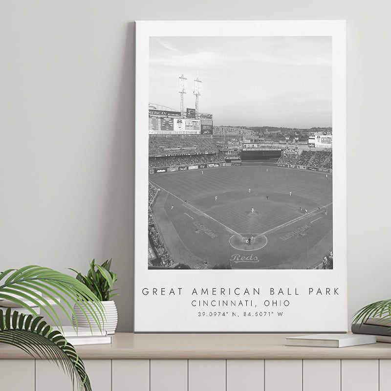 Great American Ballpark Cincinnati Reds Baseball Lovers Black And White Art Canvas Prints Wall Art Home Decor