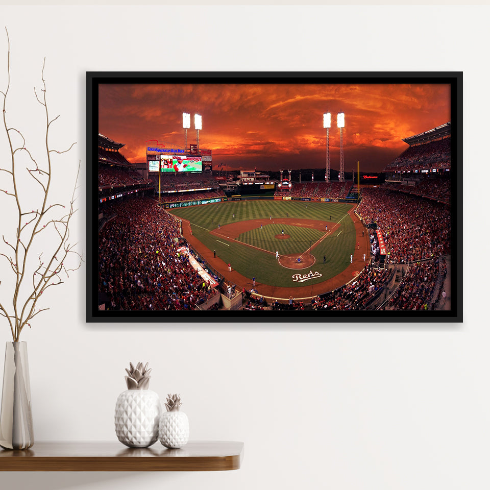Great American Ballpark, Stadium Canvas, Sport Art, Gift for him, Framed Canvas Prints Wall Art Decor, Framed Picture