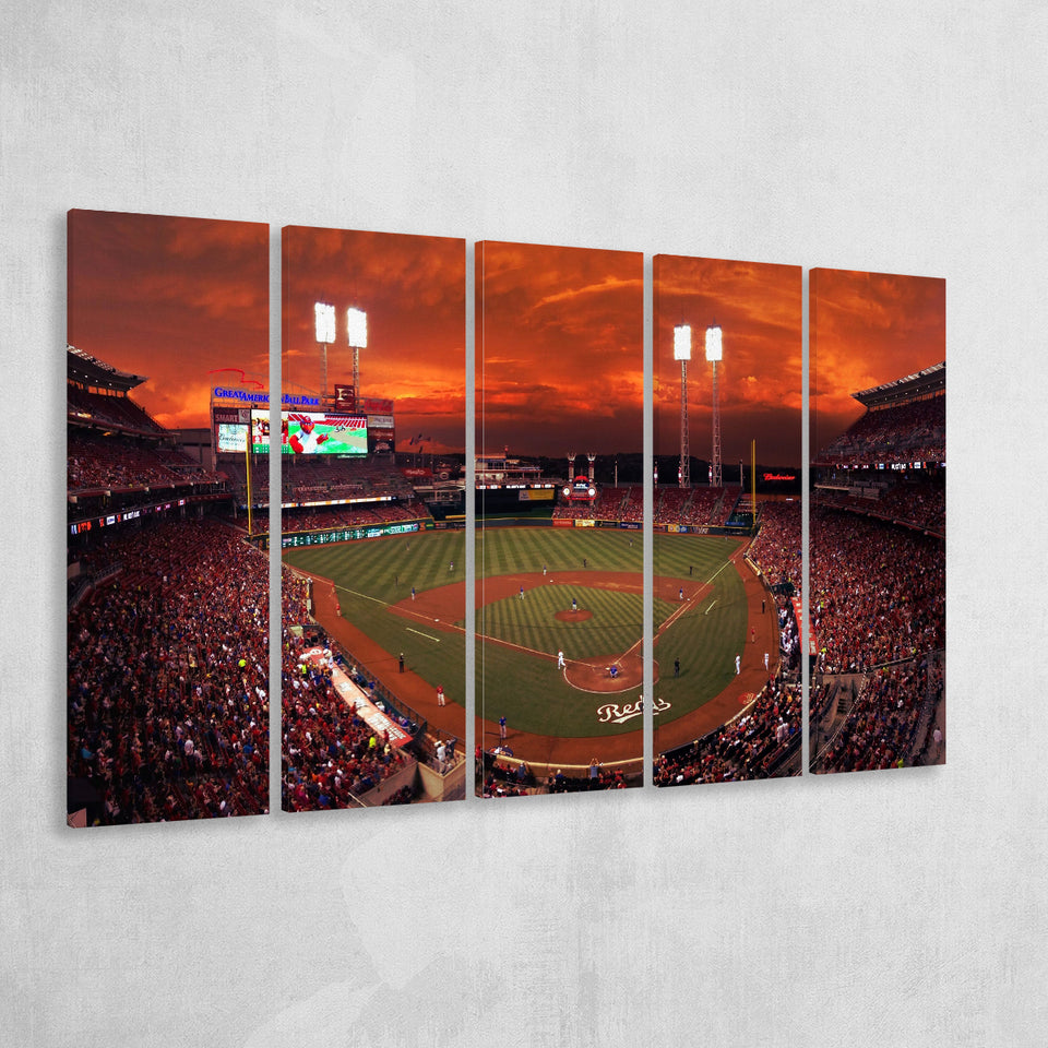 Great American Ballpark, Stadium Canvas, Sport Art, Gift for him, Multi Panels B, Canvas Prints Wall Art Decor