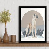 Great Dane Retro Art Print, Large Canvas, Framed Canvas Print Wall Art Home Decor, Floating Frame