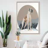 Great Dane Retro Art Print, Large Canvas, Framed Canvas Print Wall Art Home Decor, Floating Frame