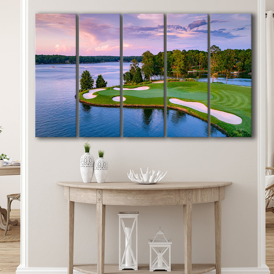 Great Waters At Reynolds Lake Oconee Golf Courses, 5 Panels Extra Large Canvas Prints Wall Art Decor