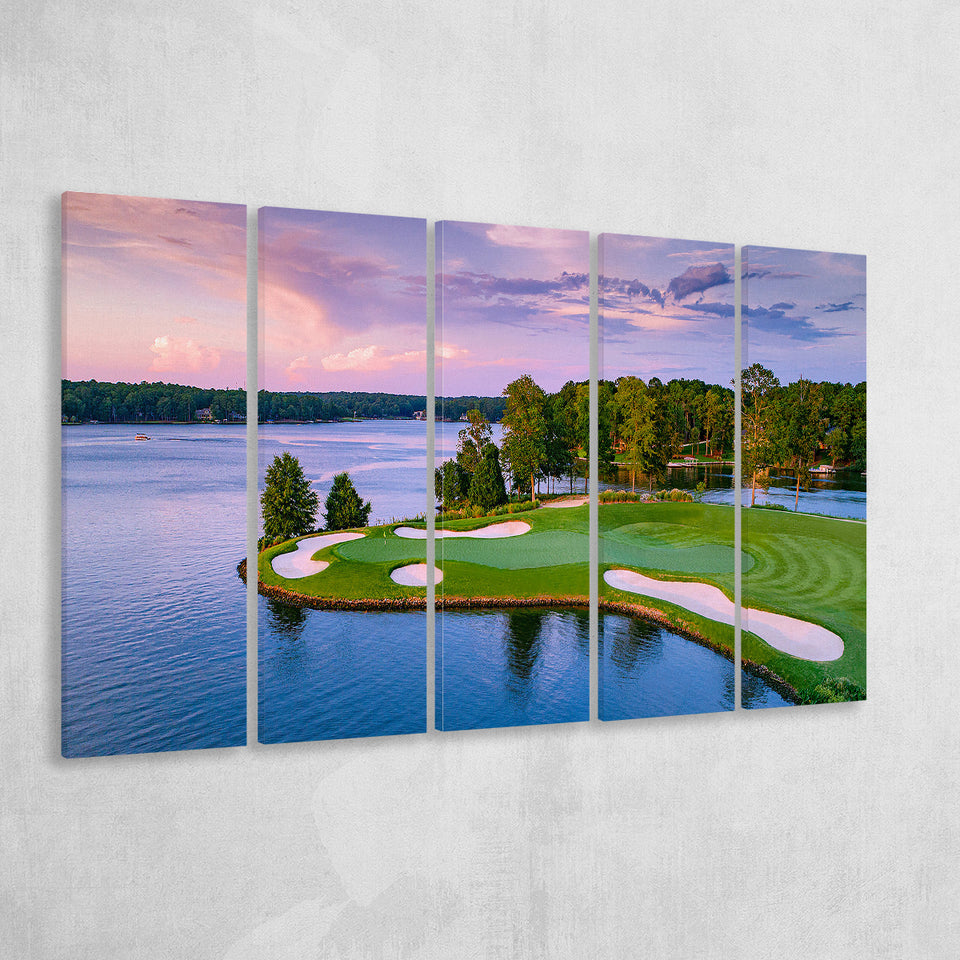 Great Waters At Reynolds Lake Oconee Golf Courses, 5 Panels Extra Large Canvas Prints Wall Art Decor