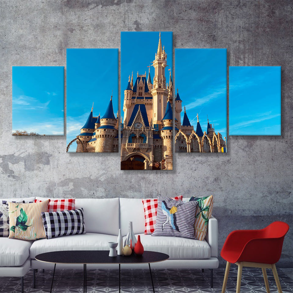 Great View Cinderella Castle 5 Pieces Canvas Prints Wall Art - Painting Canvas,Wall Decor, Multi Panel,5 Panels