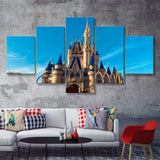 Great View Cinderella Castle 5 Pieces Canvas Prints Wall Art - Painting Canvas,Wall Decor, Multi Panel,5 Panels