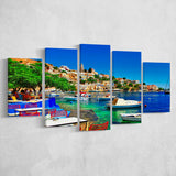 Greece Santorini 5 Piece Canvas Prints Wall Art Decor, Multi Panels, Mixed Canvas